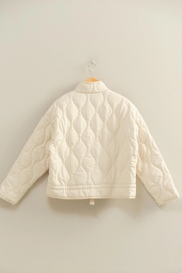 Quilted Jacket - Cream MultiLayer Stitching