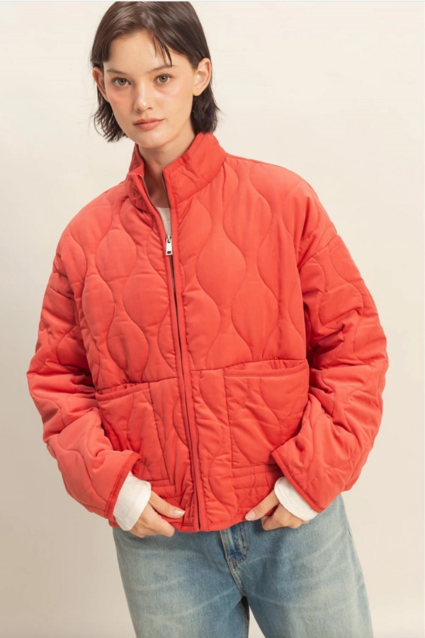 Quilted Jacket - Pale Red Vintage Pullover