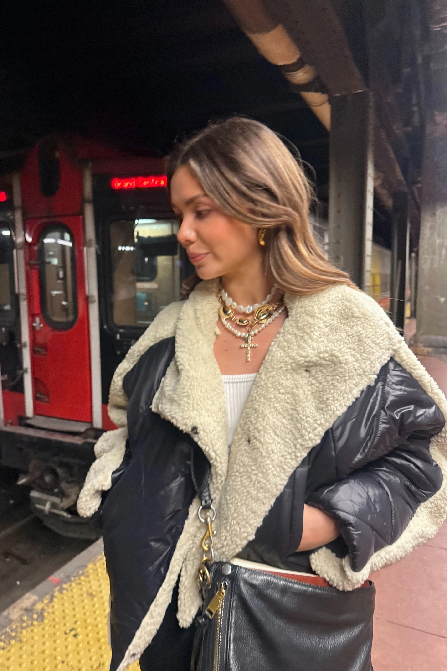 Vintage Shirt Summer Style Quilted Shearling Bomber Jacket