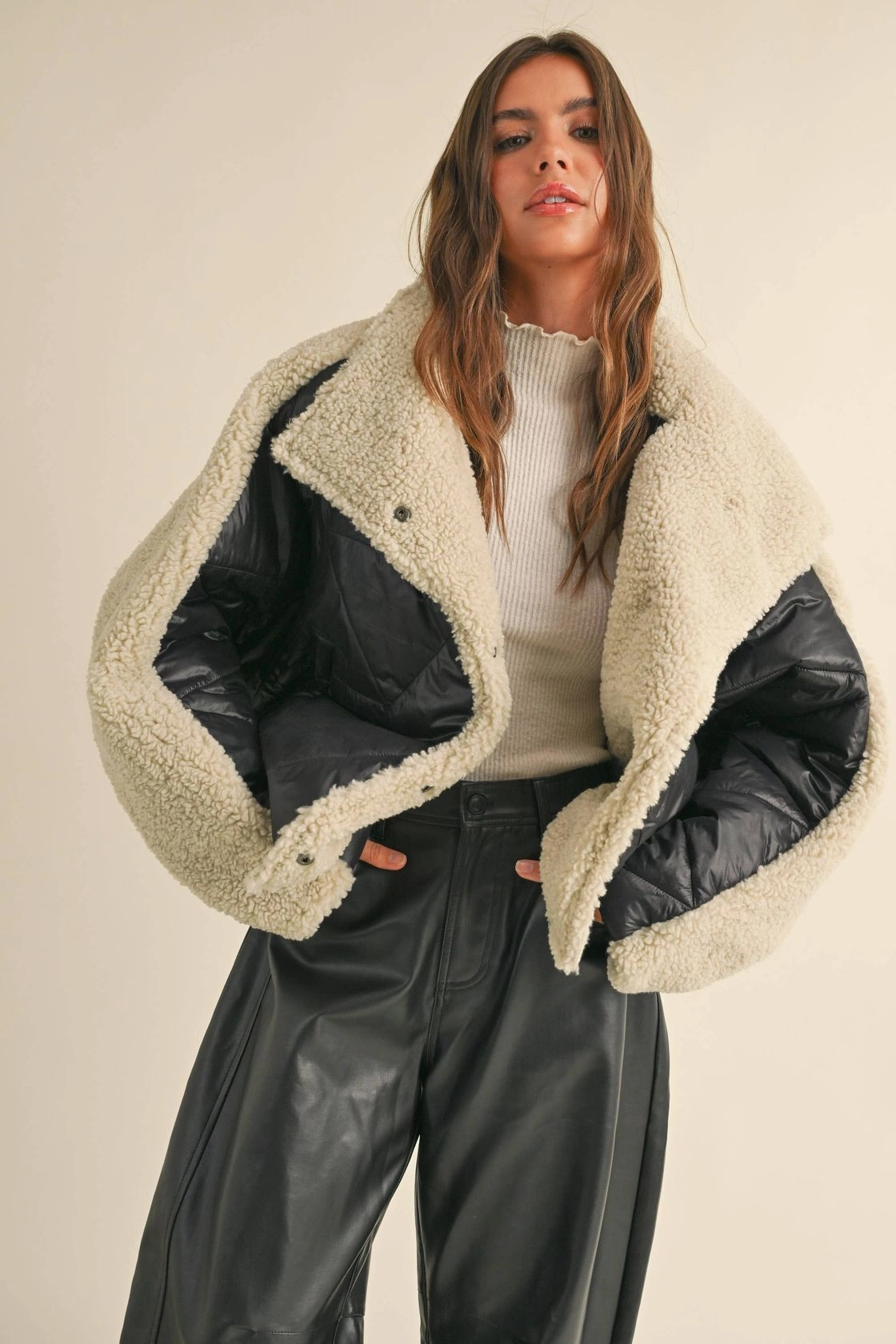 Quilted Shearling Bomber Jacket AntiStaticFinish