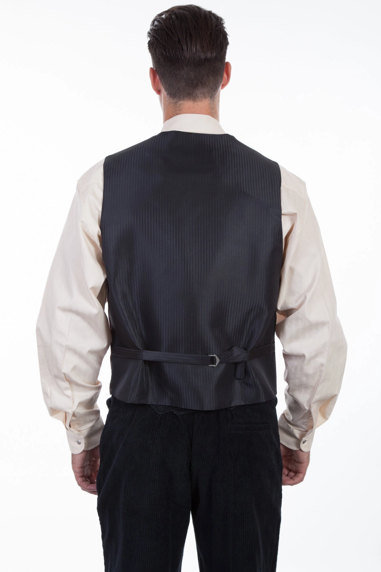 Adjustable drawstring Scully Mens Burgundy Polyester Paisley No Lapel Vest