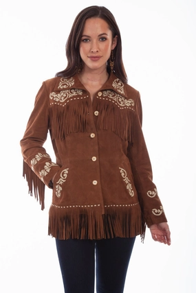 Stay Dry Interior Scully Womens Cinnamon Leather Western Fringe Jacket