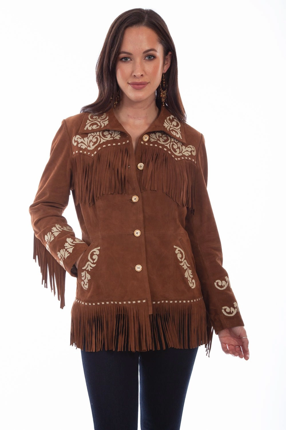 Stay Dry Interior Scully Womens Cinnamon Leather Western Fringe Jacket