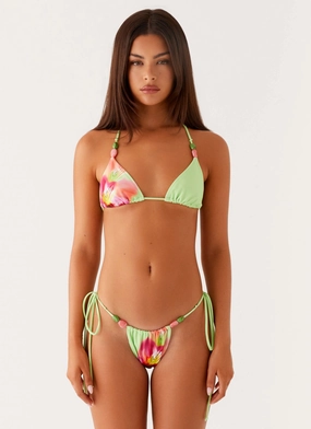 Rach Bikini Bottoms - Green Tropical Anti Chafing Seamless Edges