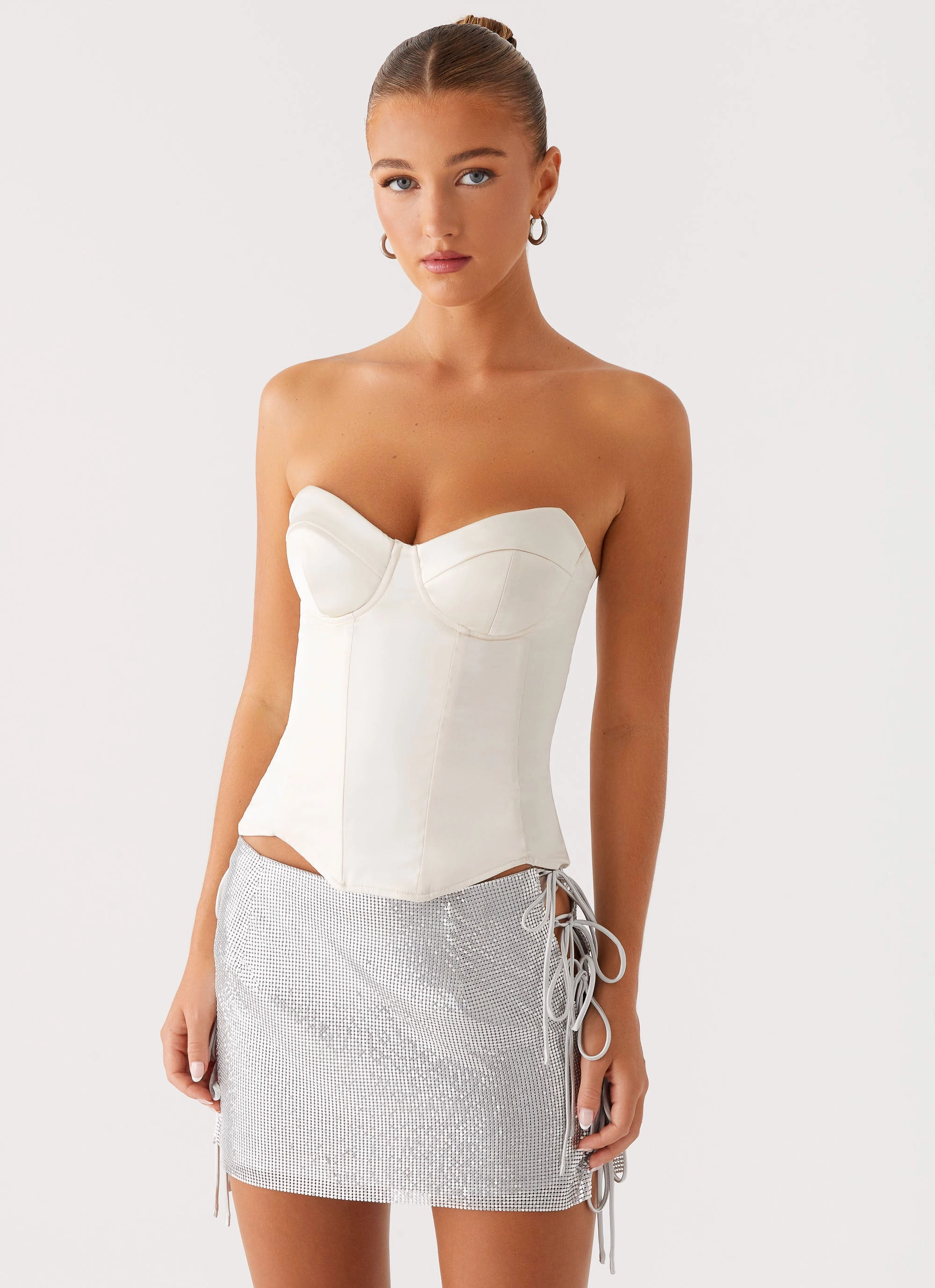 Vintage Pullover Radar Satin Corset - Ivory