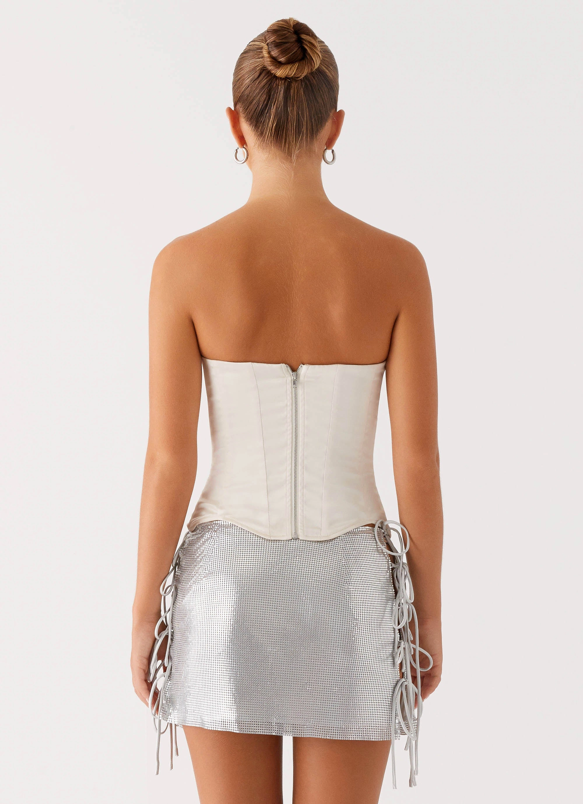 Breathable Lining Radar Satin Corset - Ivory