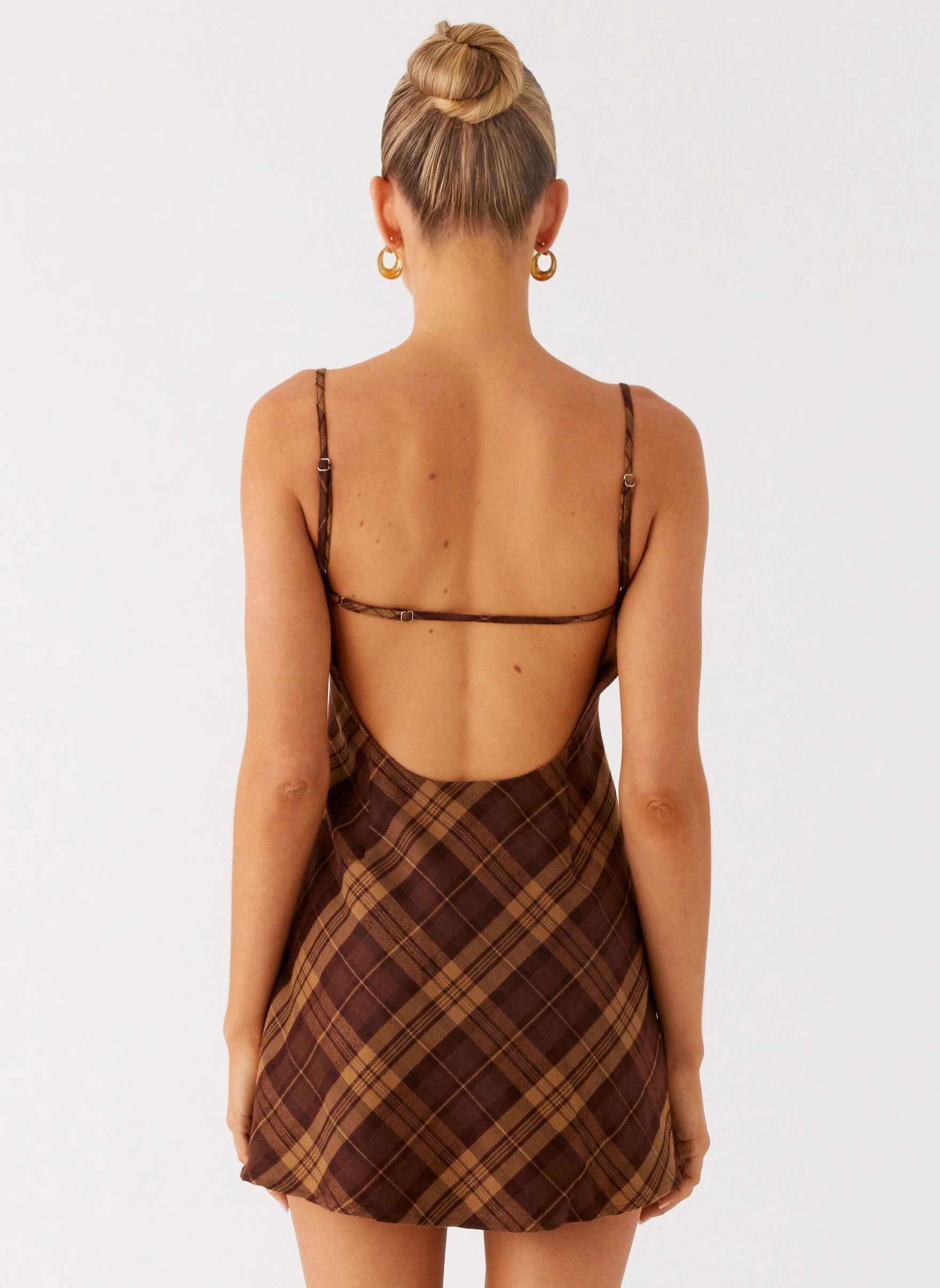 Radio Star Mini Dress - Plaid Airy Silk Garden Fresh