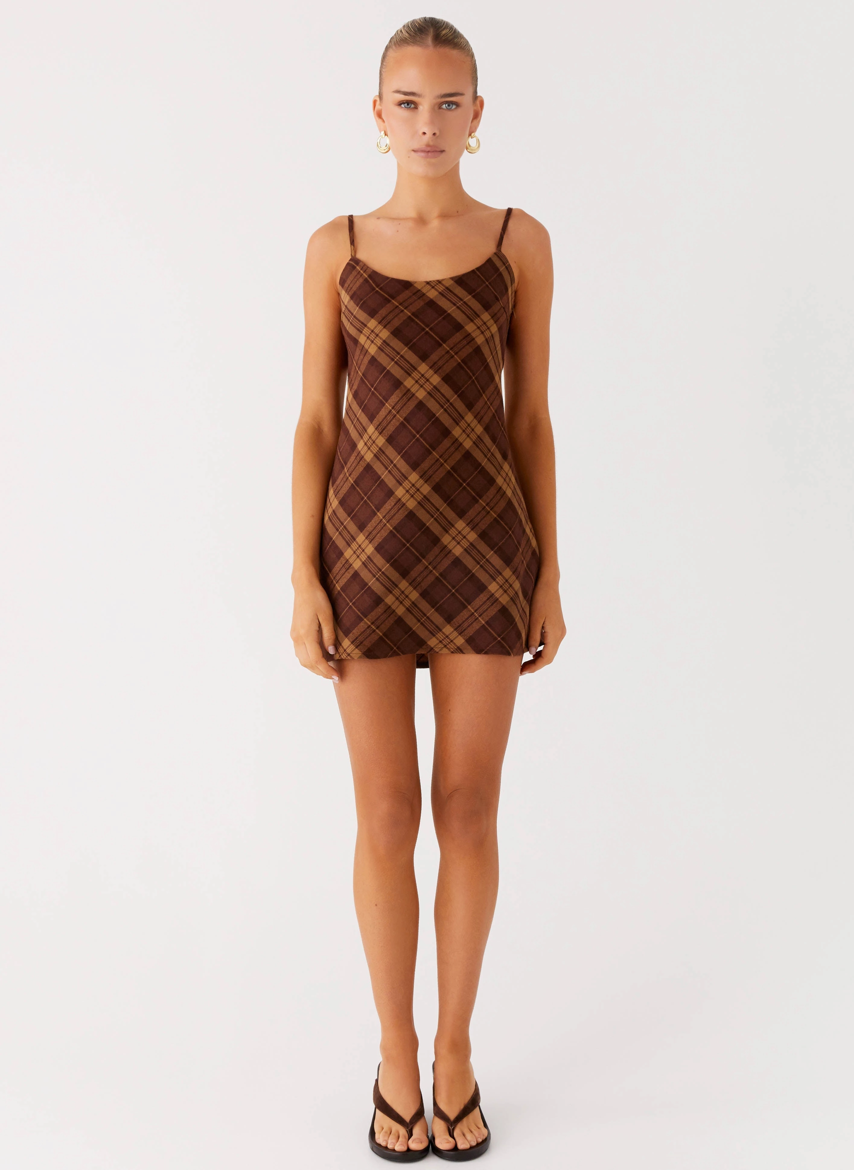 Frayed-Edge Radio Star Mini Dress - Plaid