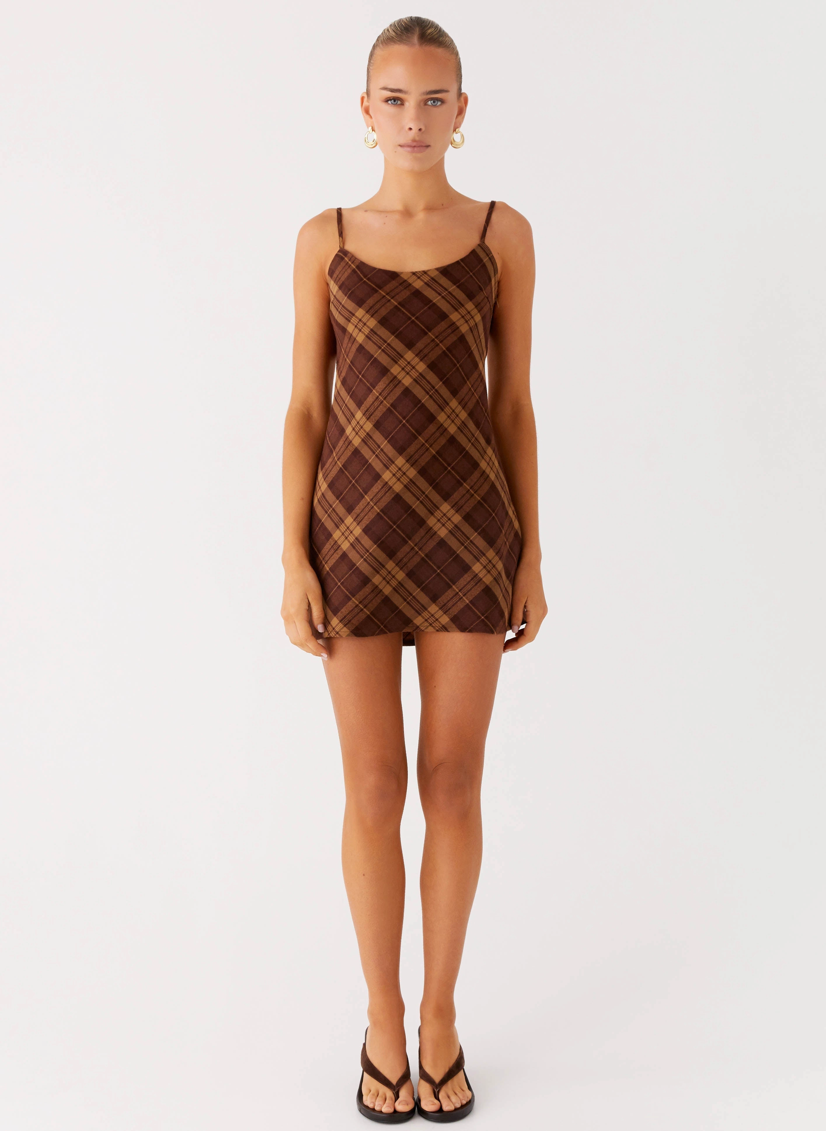 Radio Star Mini Dress - Plaid Artistic Shape Heart Tone