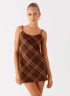 Stud-Detail Radio Star Mini Dress - Plaid