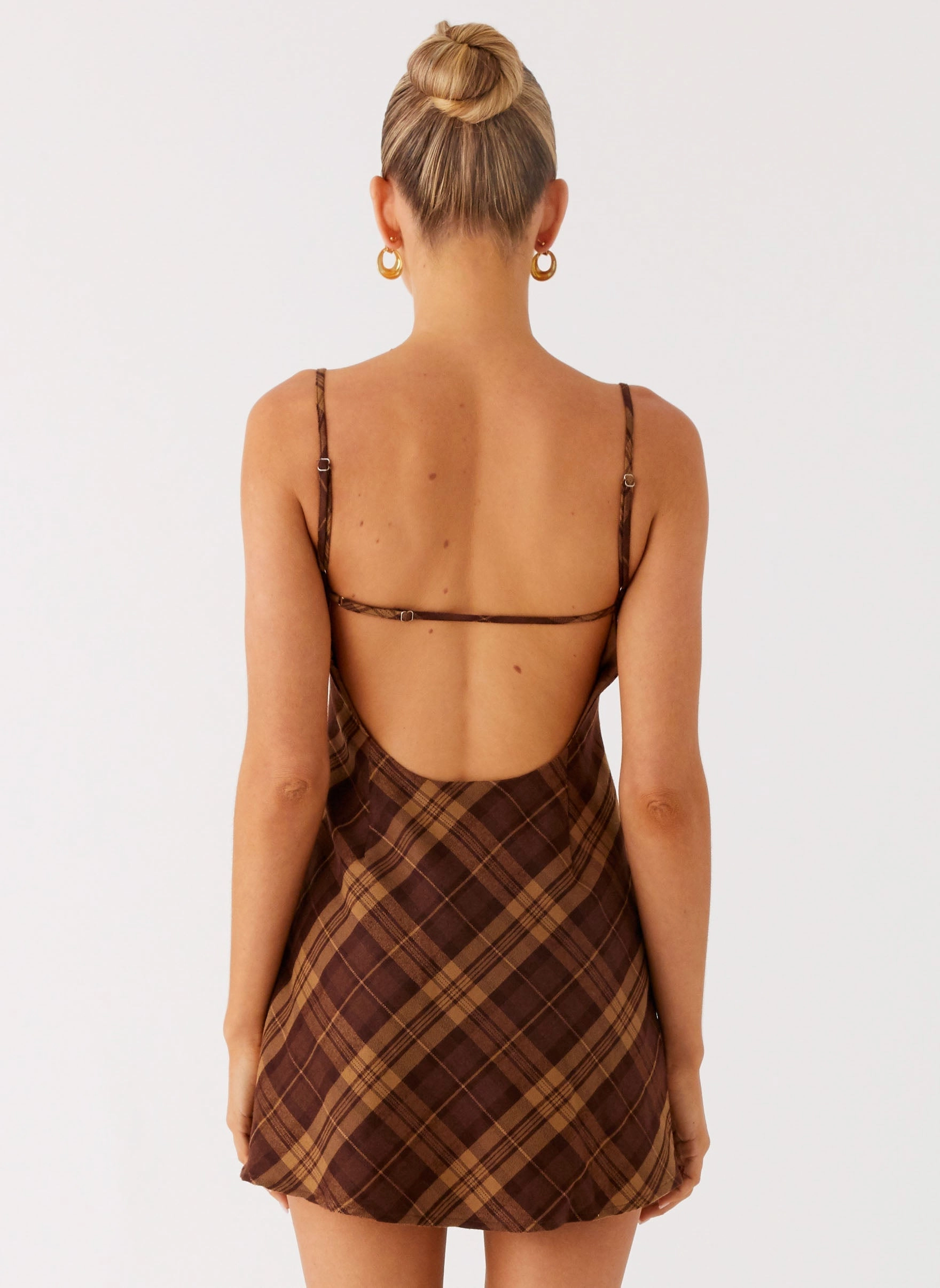 Radio Star Mini Dress - Plaid Warm Palette StretchableKnit