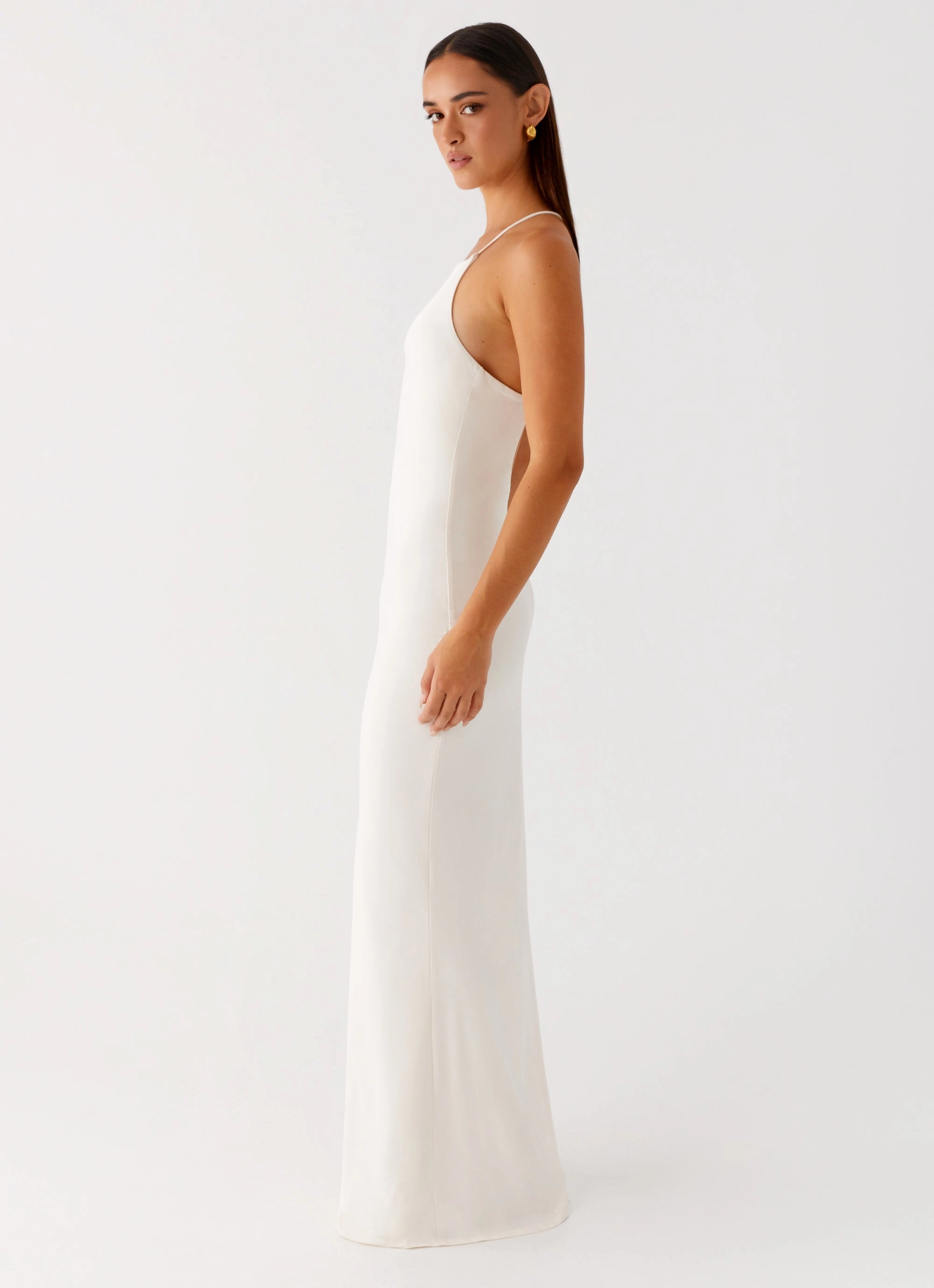 Sophisticated Line Petite Chic Raffa Pearl Maxi Dress - Ivory