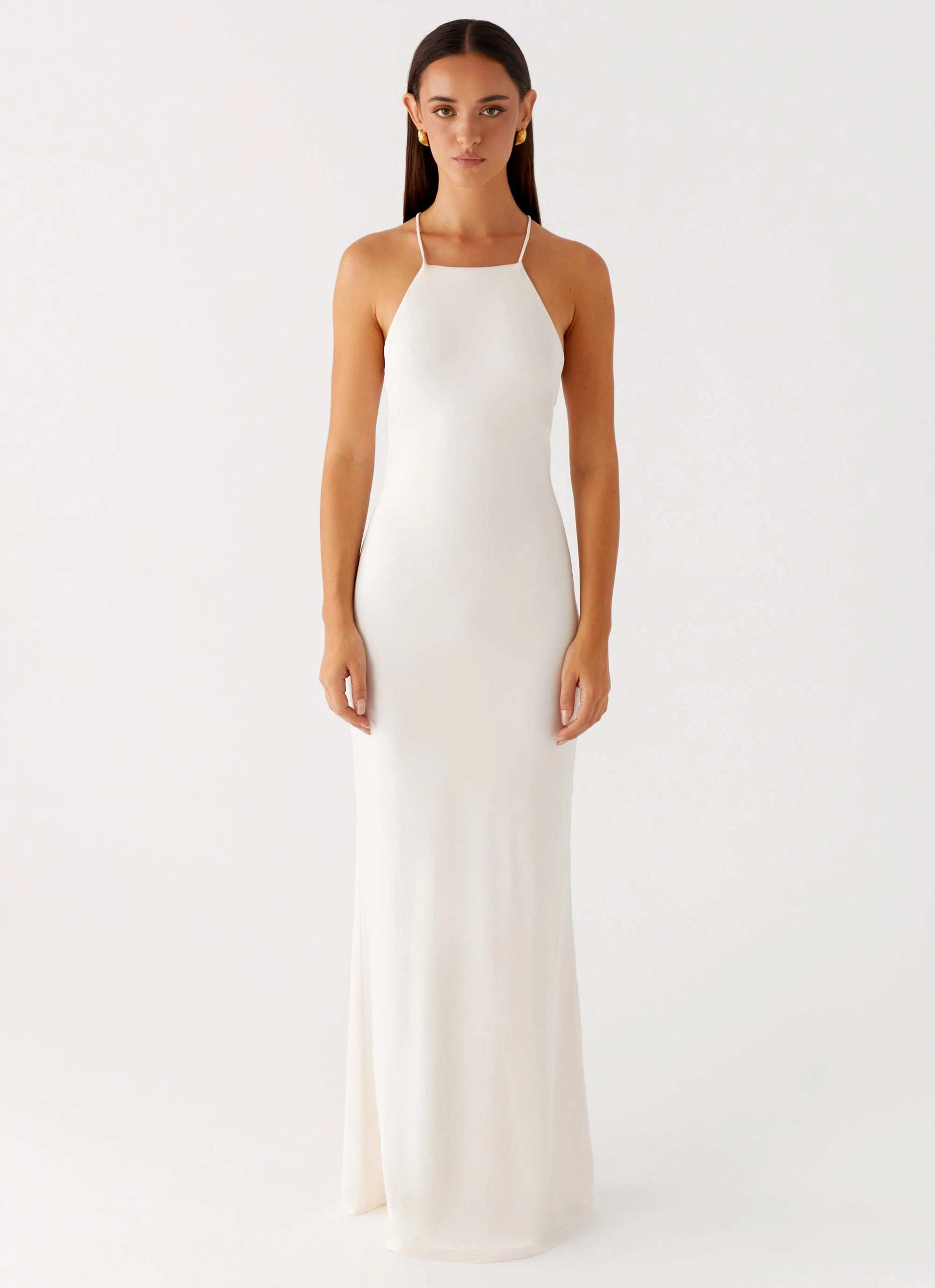 All-Season Comfort Elastic-Cuff Raffa Pearl Maxi Dress - Ivory