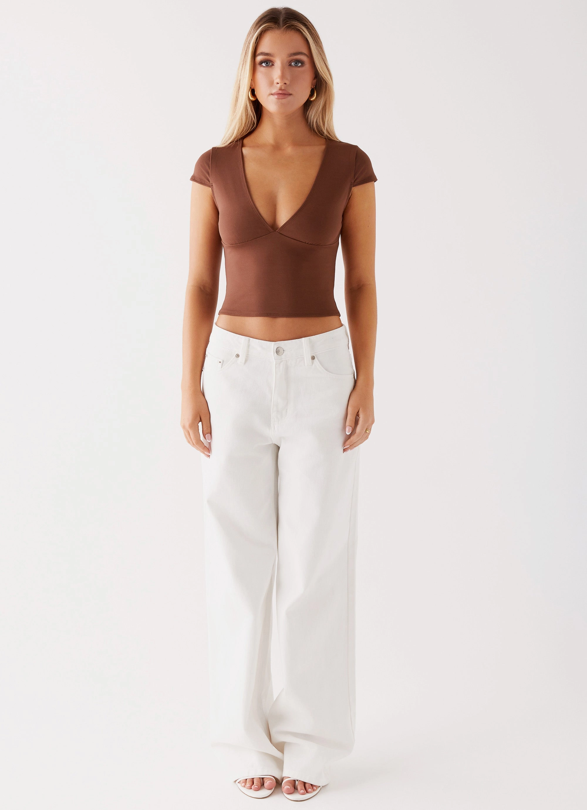 LongSleeve Softened Edges Raffaella Top - Chocolate