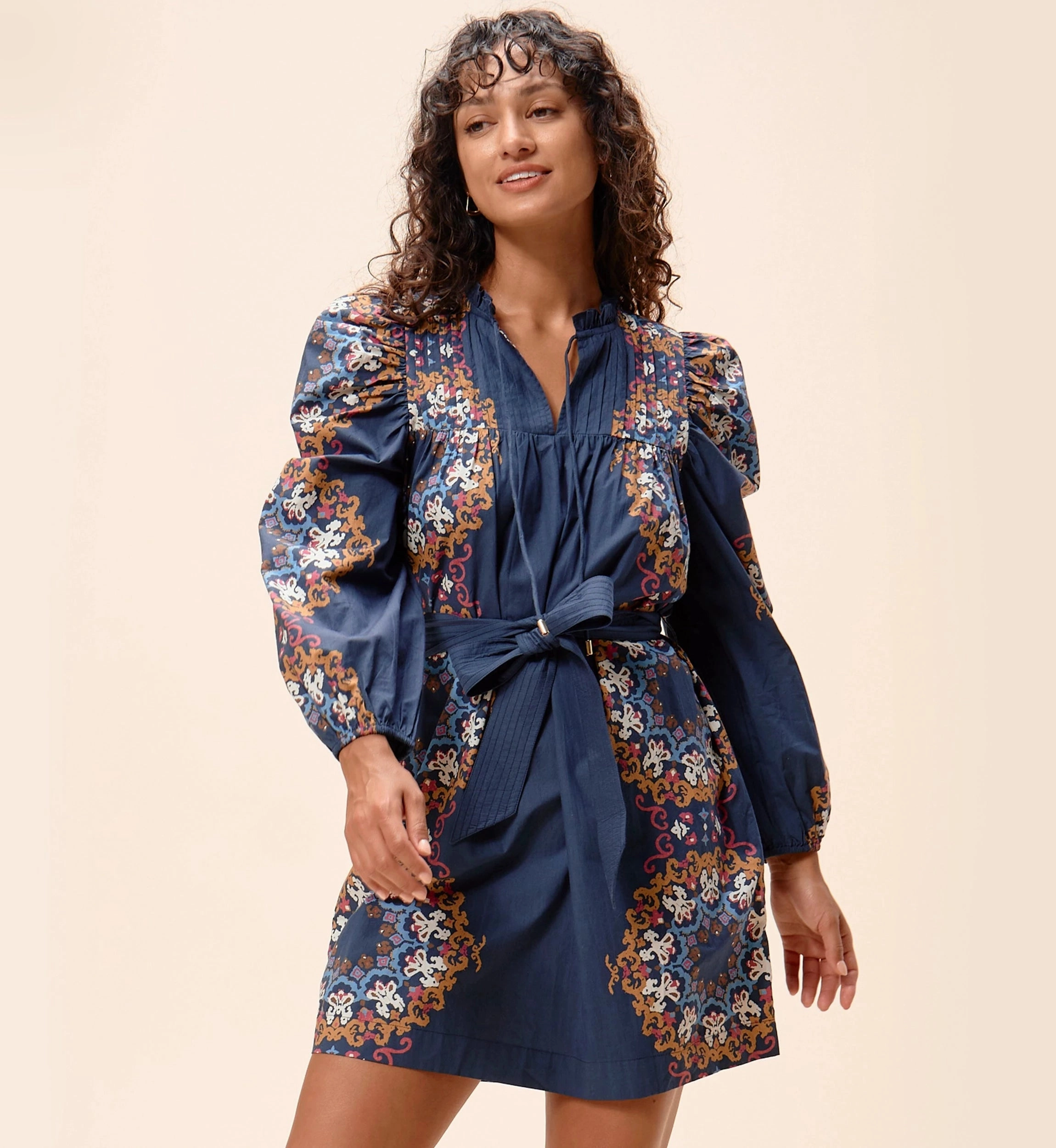 Ivana Mini Dress | Venezia Blue ZeroWastePattern Two Tone Texture Effect