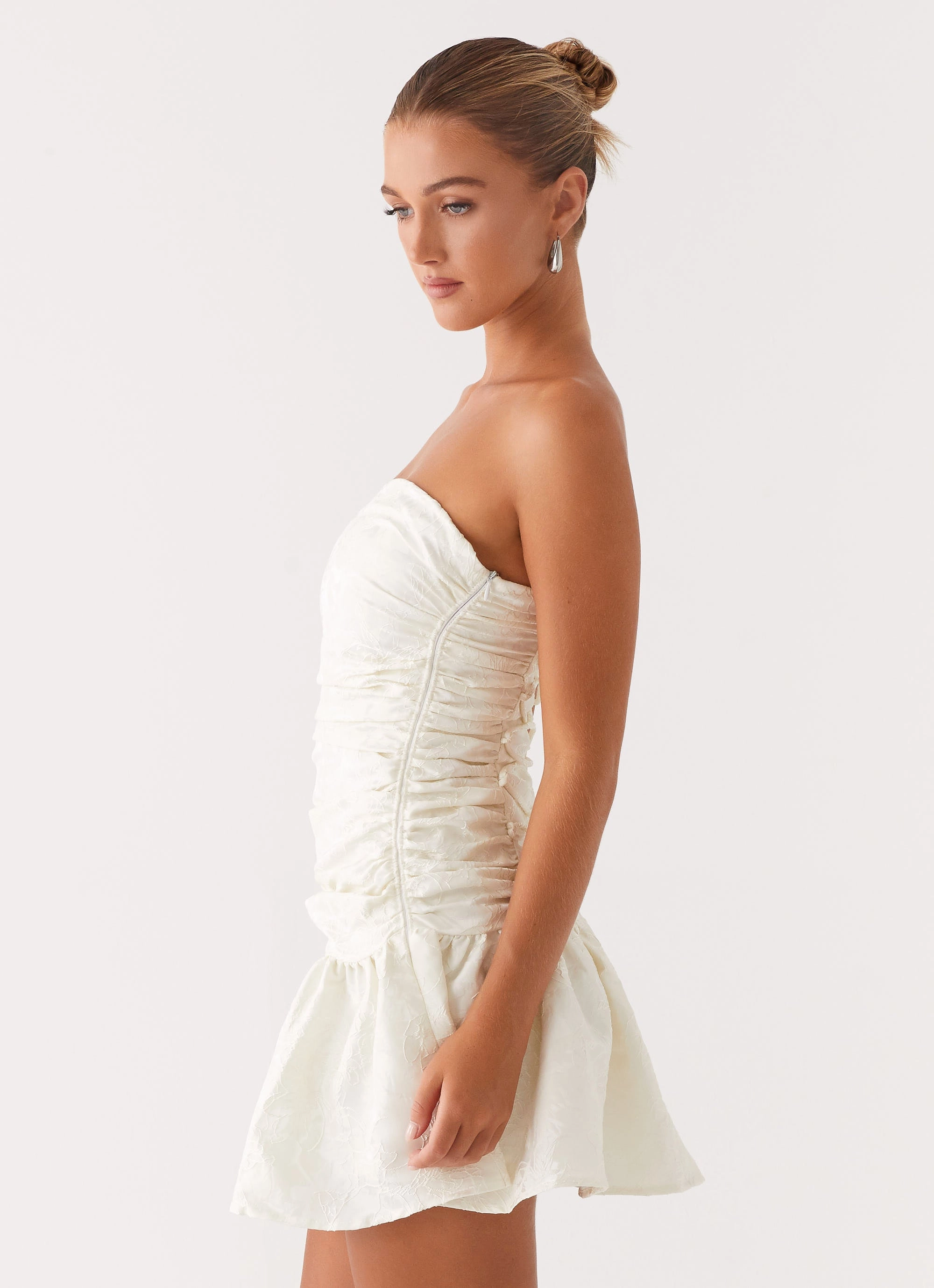 Neutral Finish Trend-Inspired Ray Of Light Mini Dress - White