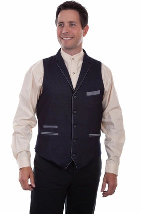 Lightweight Fabric Scully Mens Blue Cotton Blend 4 Pkt Vest