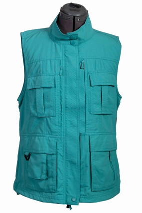 Durable zipper pull QuickDryMaterial Scully Womens Teal Nylon Petite Pocket Vest