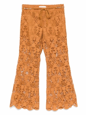 Coco Lace Flare Pant in Biscuit LowProfileWaistband Contrast Trim