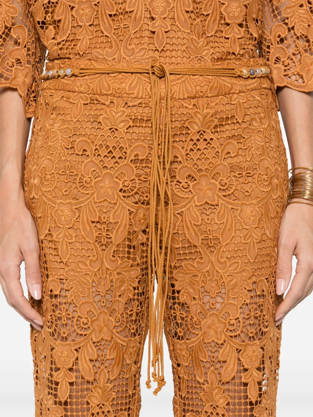 Coco Lace Flare Pant in Biscuit Raw edge Anti Cling Finish
