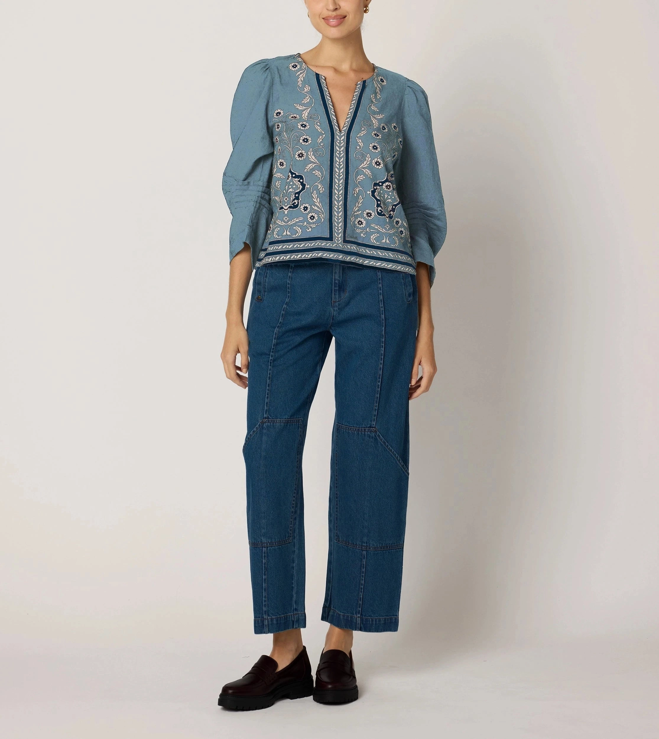 Farrah Blouse | Cardamon Blue Comfy Cardigan