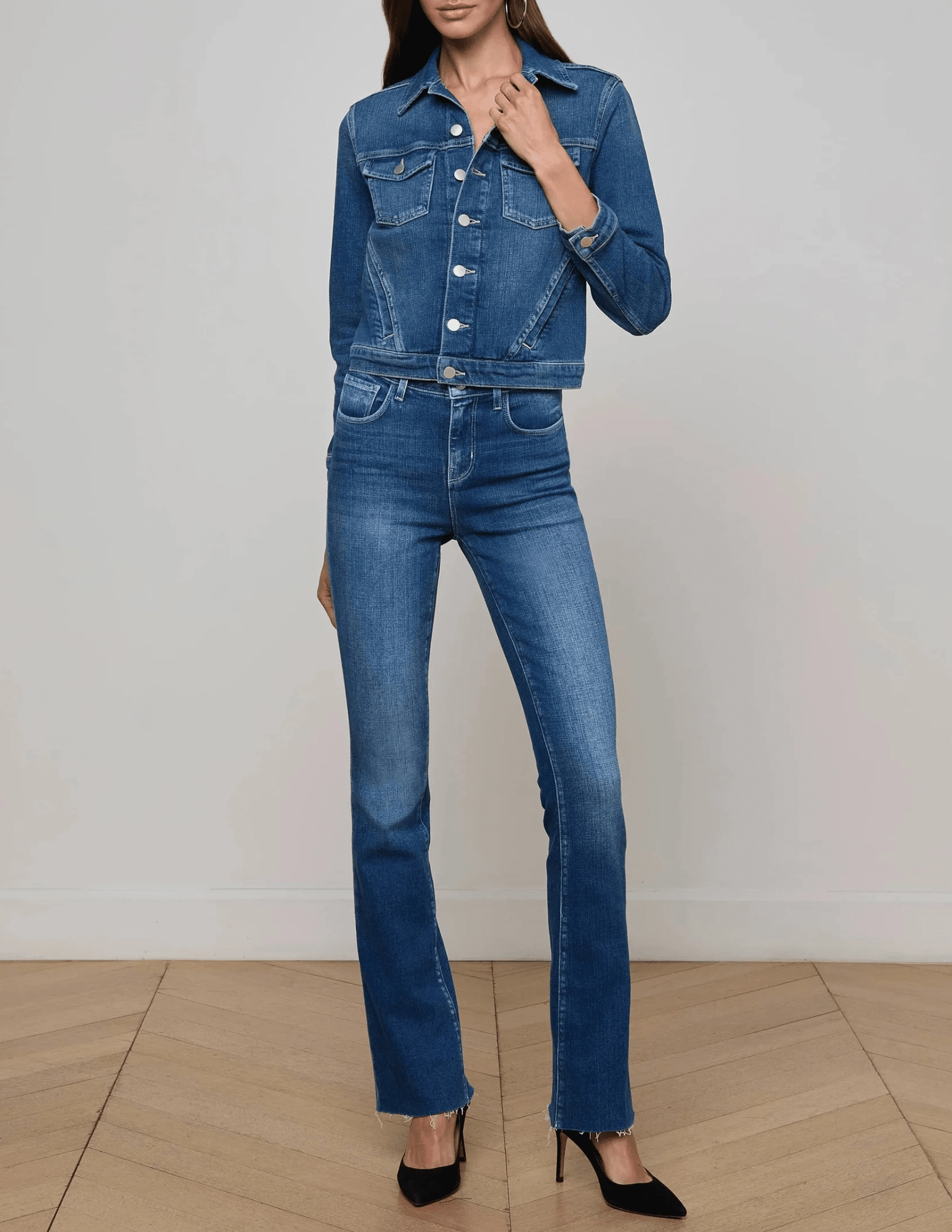 Breathable Mesh Panels L'AGENCE Maven Slim Denim Jacket