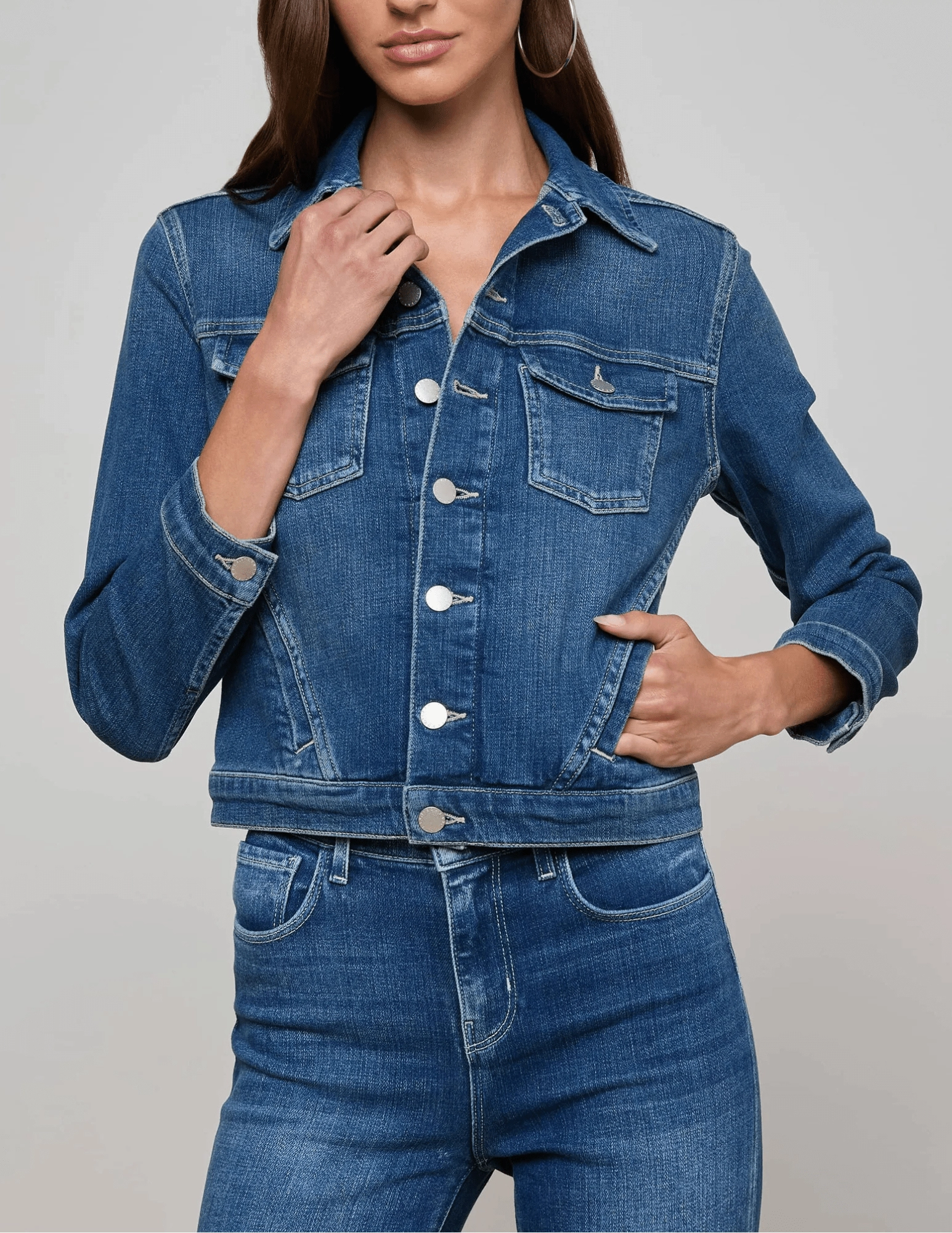 Softshell Construction Light Day Jacket L'AGENCE Maven Slim Denim Jacket