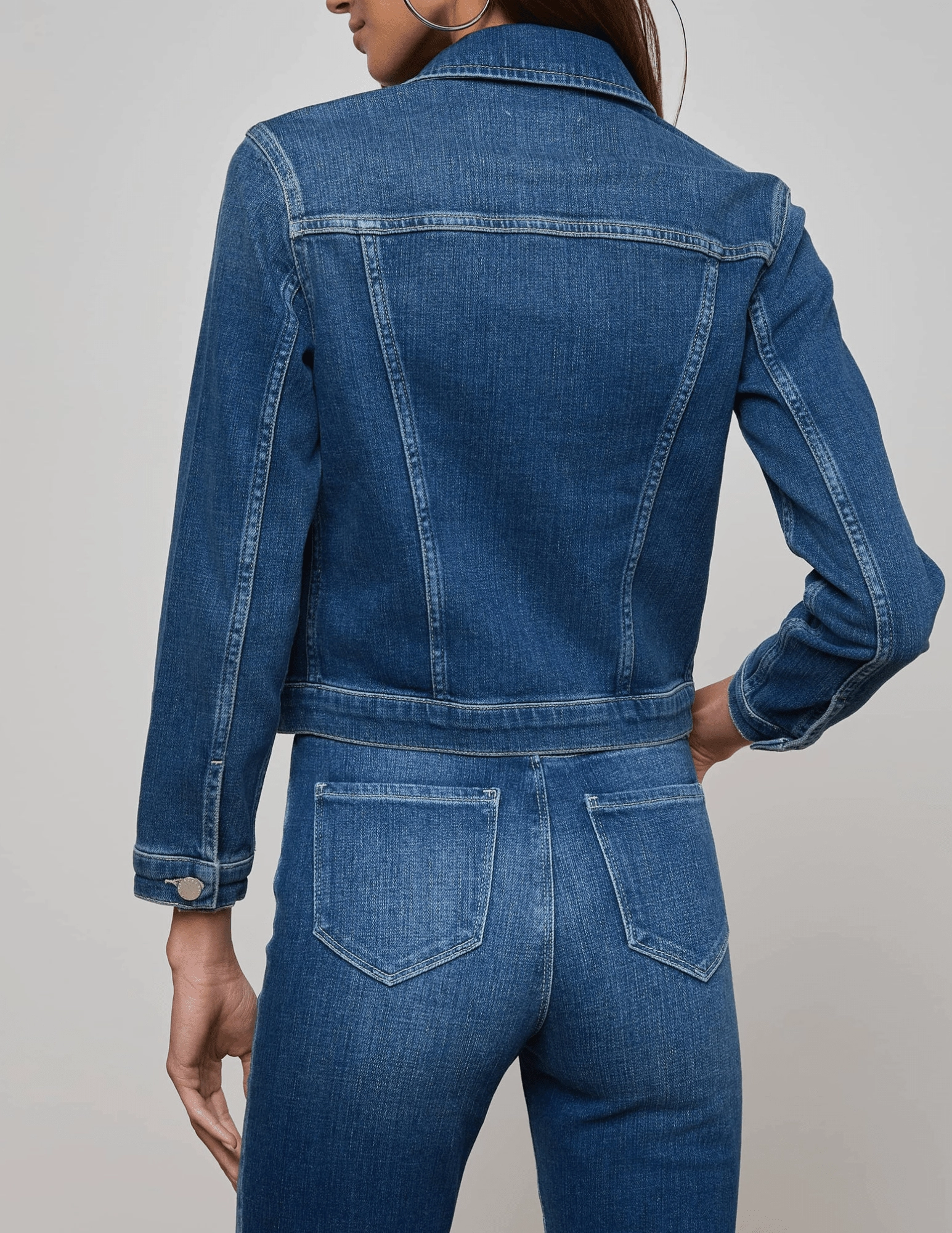 Ultra Soft Brushed Interior Detachable Layers L'AGENCE Maven Slim Denim Jacket