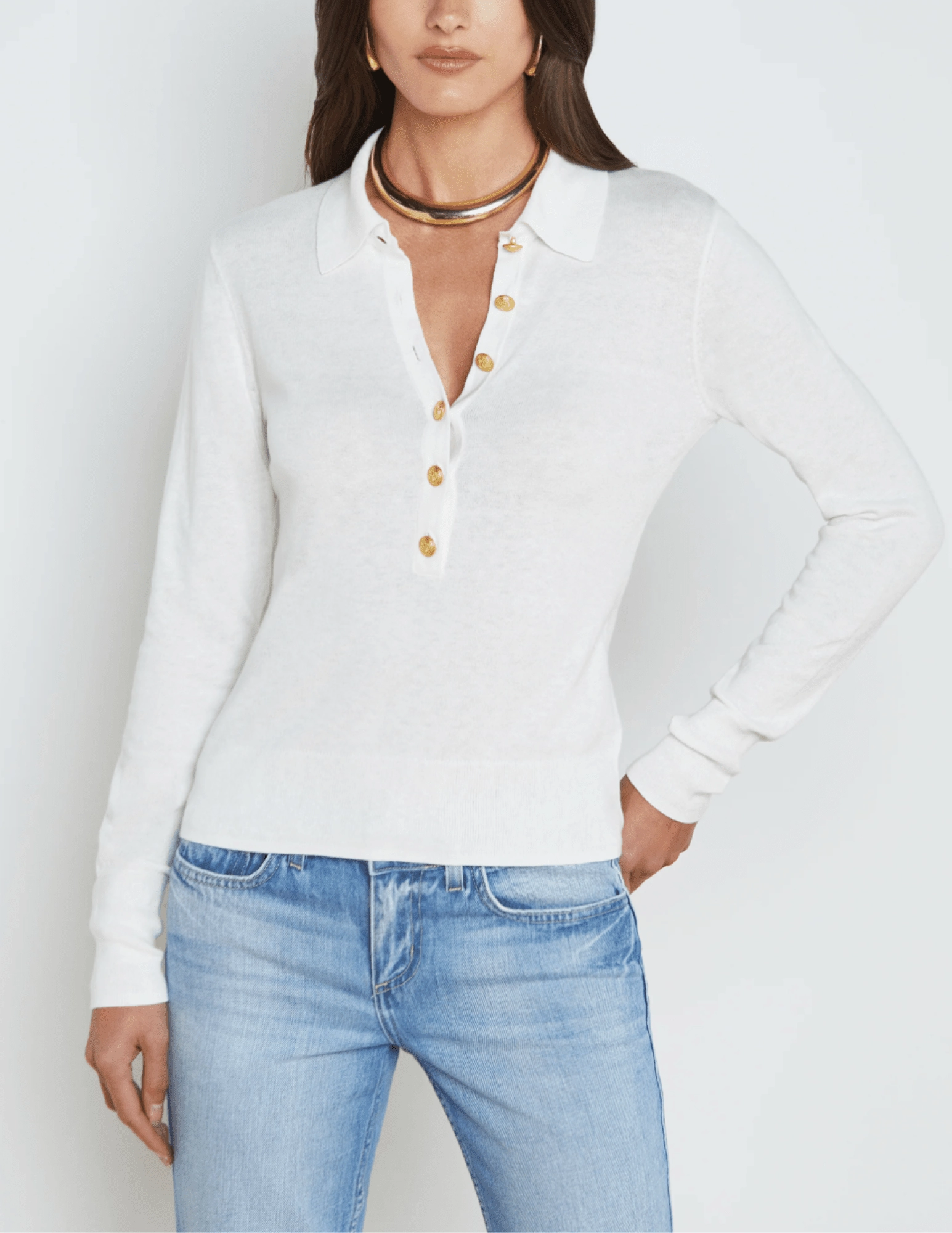 Relaxed Design MultipanelLayout L'Agence Sterling Collared Sweater