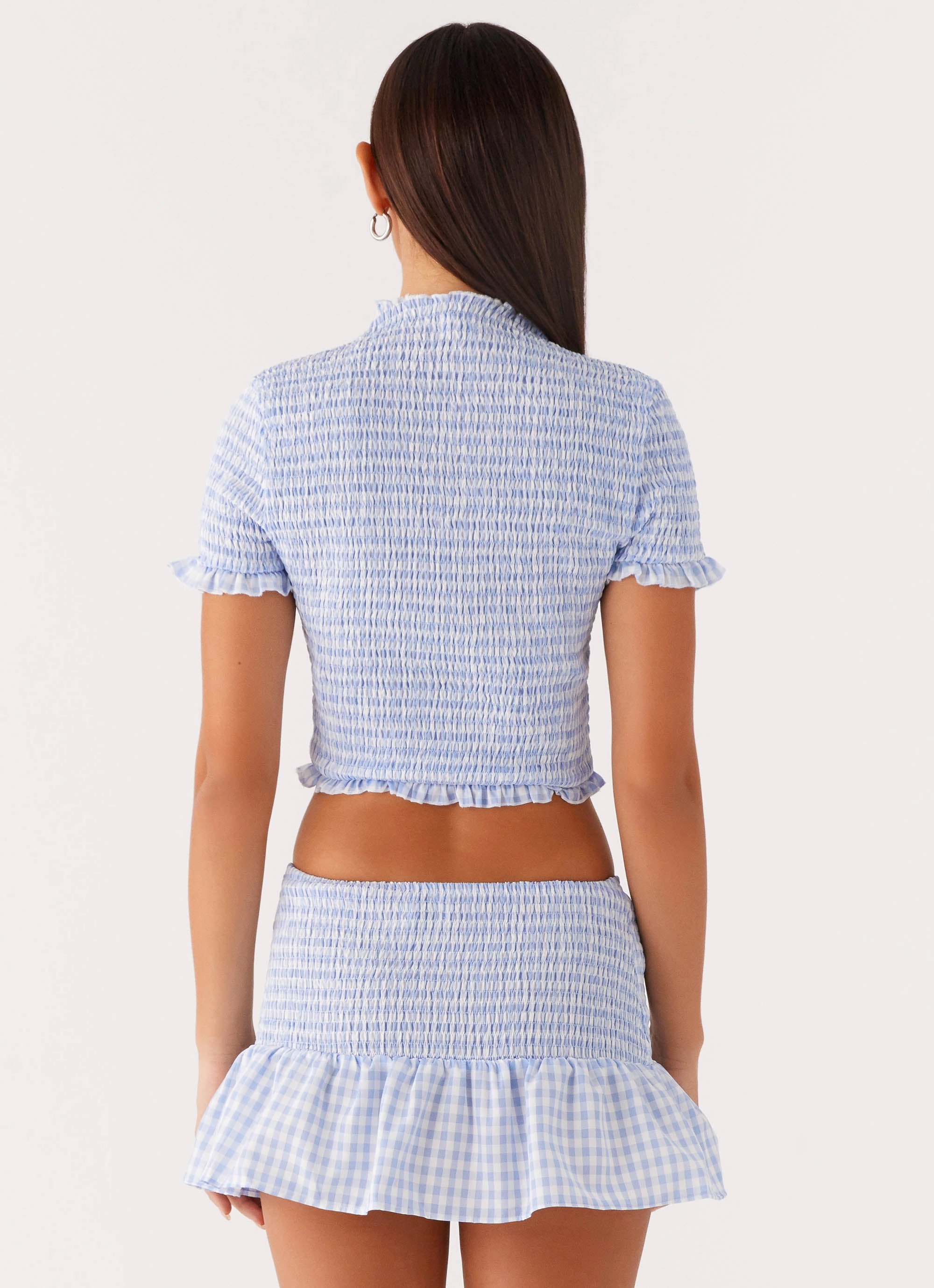 Minimalist Detailing LightweightConstruction Sweetest Pie T-Shirt - Baby Blue Gingham