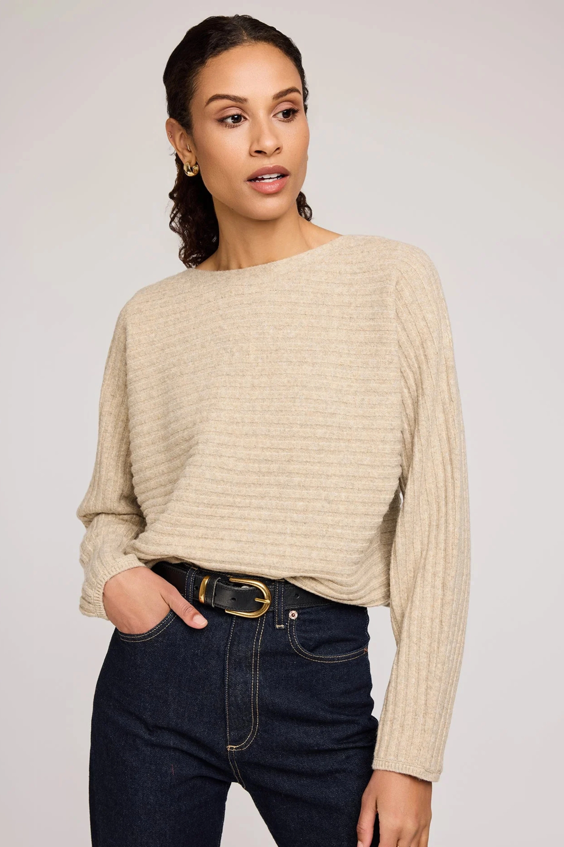 Niko Pullover Sweater - Heather Khaki GarmentWashed Softness HighElasticity