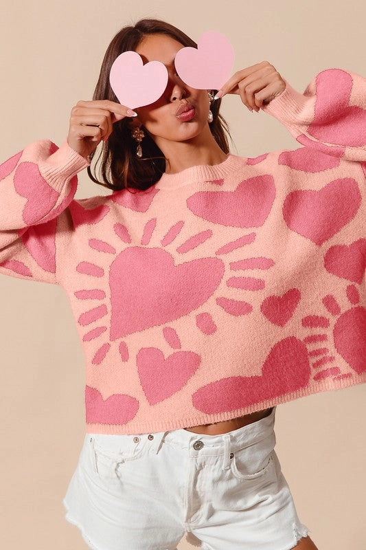 HEART VALENTINE DAY SWEATER PULLOVER TOP S-XL Functional Fashion Smart Design