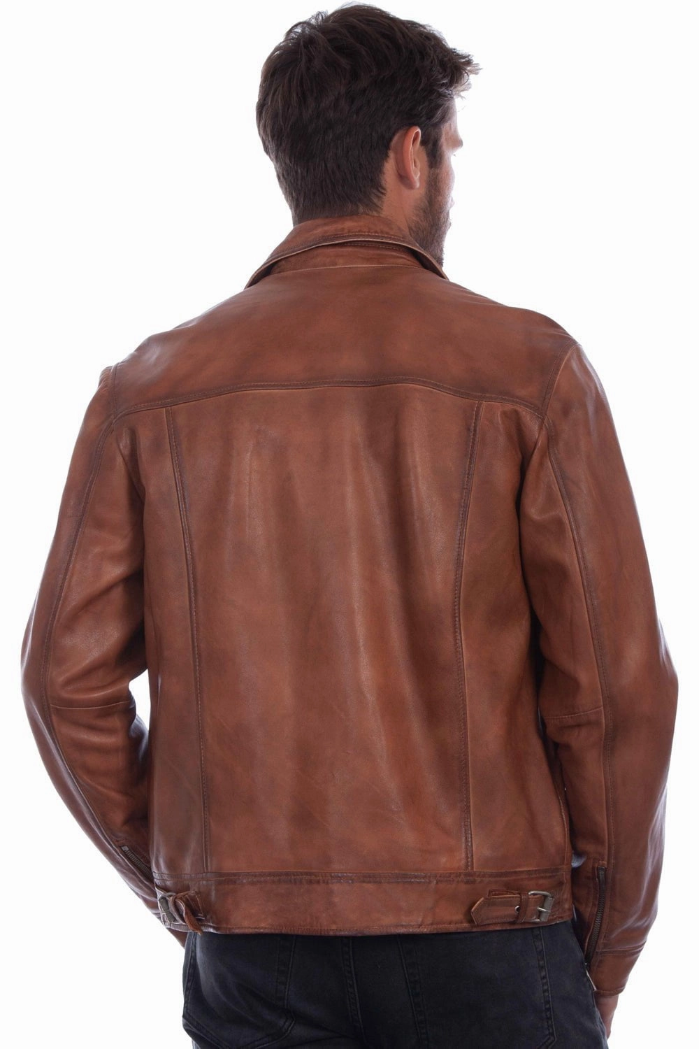 Calm Day Fit Scully Mens Bomber Zip Cognac Leather Leather Jacket