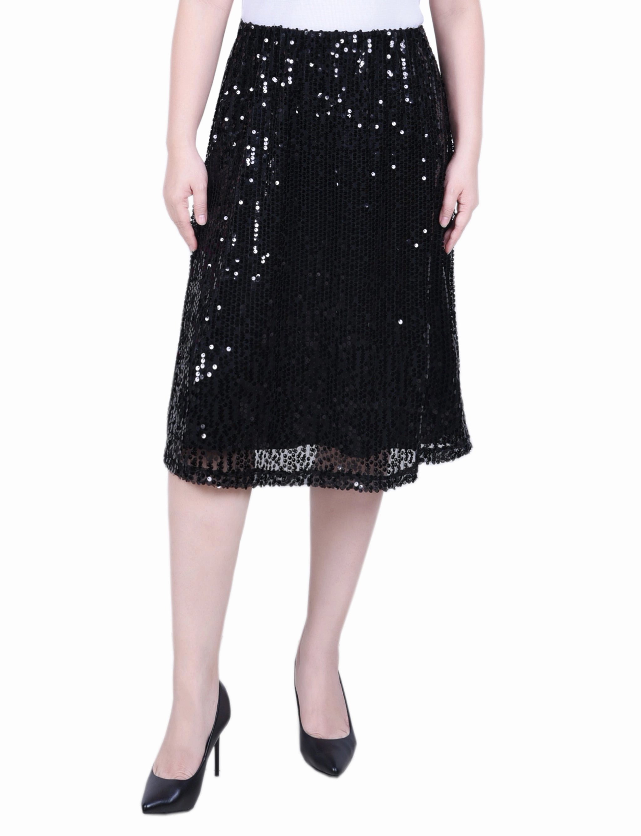 Petite Knee Length Sequined Skirt Light Edge