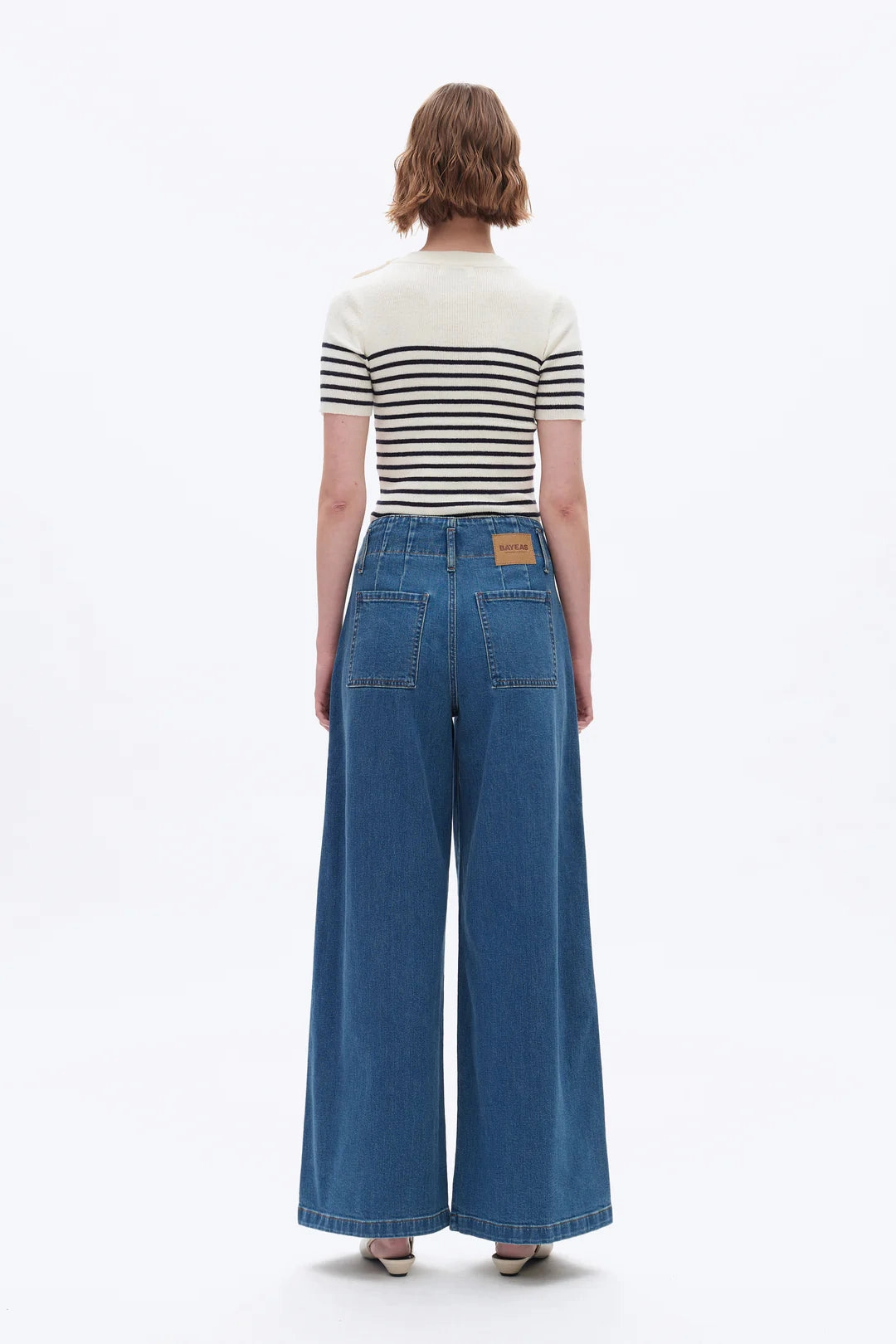 High Rise Wide Leg Pleated Jeans Unlined Design AdaptiveFitFabric