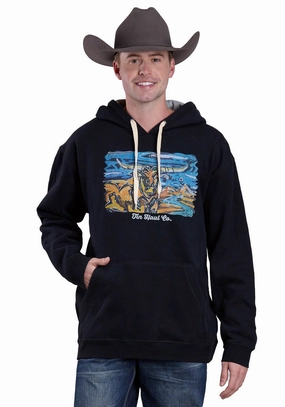 Seam Sealed Low Maintenance Fabric Tin Haul Mens Longhorn By River Black Cotton Blend Hoodie