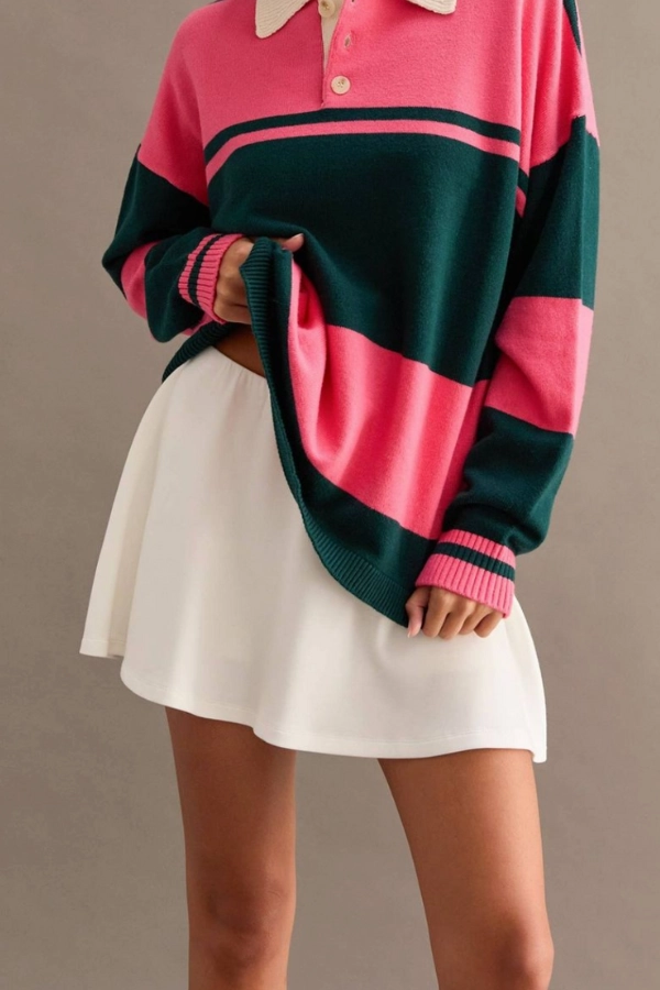 Flirty Scuba Mini Skort - White Rayon drape