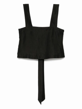 Bormio Tie Back Bodice in Black Raw Edge Detail Two Tone Texture Effect