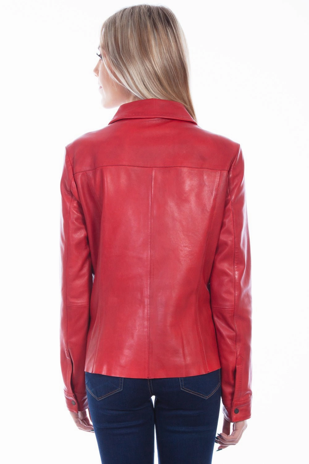 Scully Womens Red Lamb Leather Contemporary Snap Jacket AntiSnag Lining Material Soft Fleece Interior