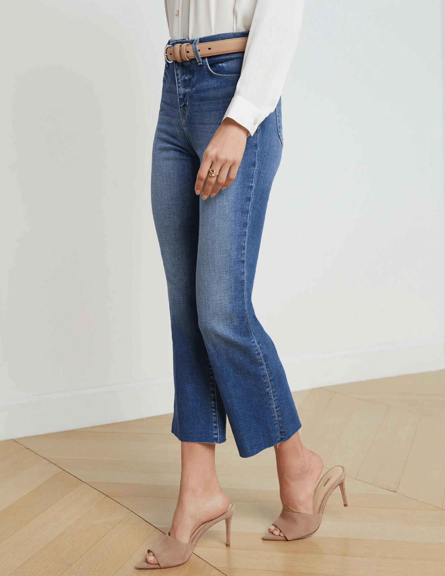 Everyday Layer L'AGENCE Kendra High Rise Crop Flare Jeans in Cambridge