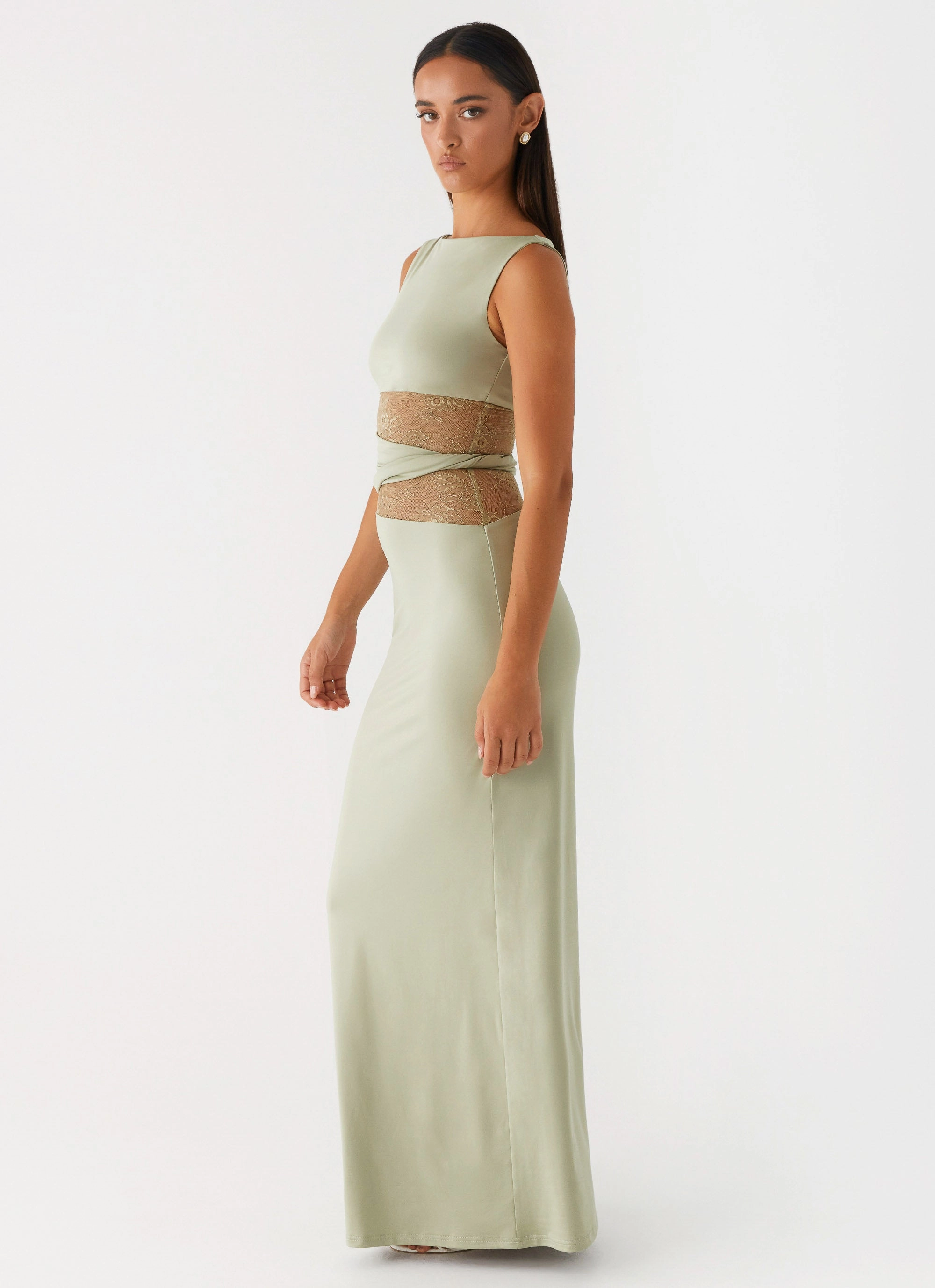 Karma Maxi Dress - Sage Subtle-Print