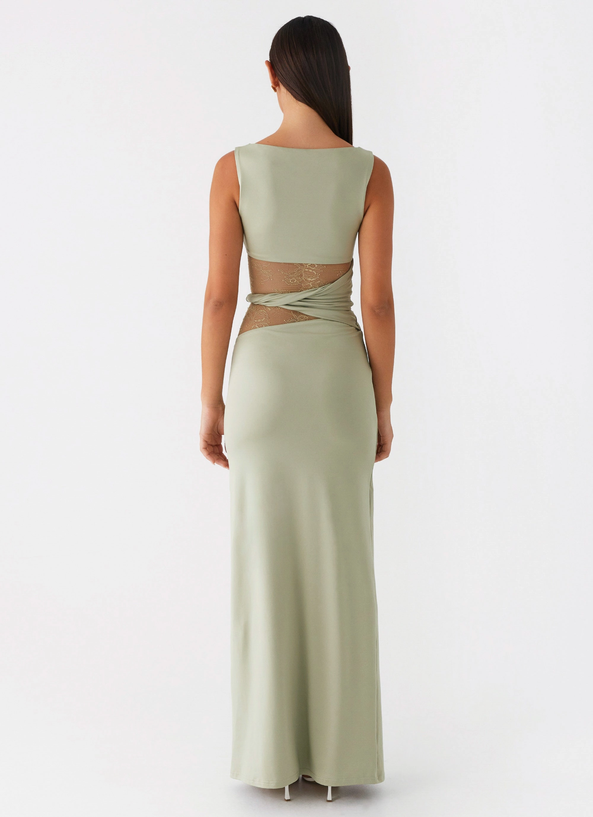 Karma Maxi Dress - Sage Shiny surface Tailored Comfort