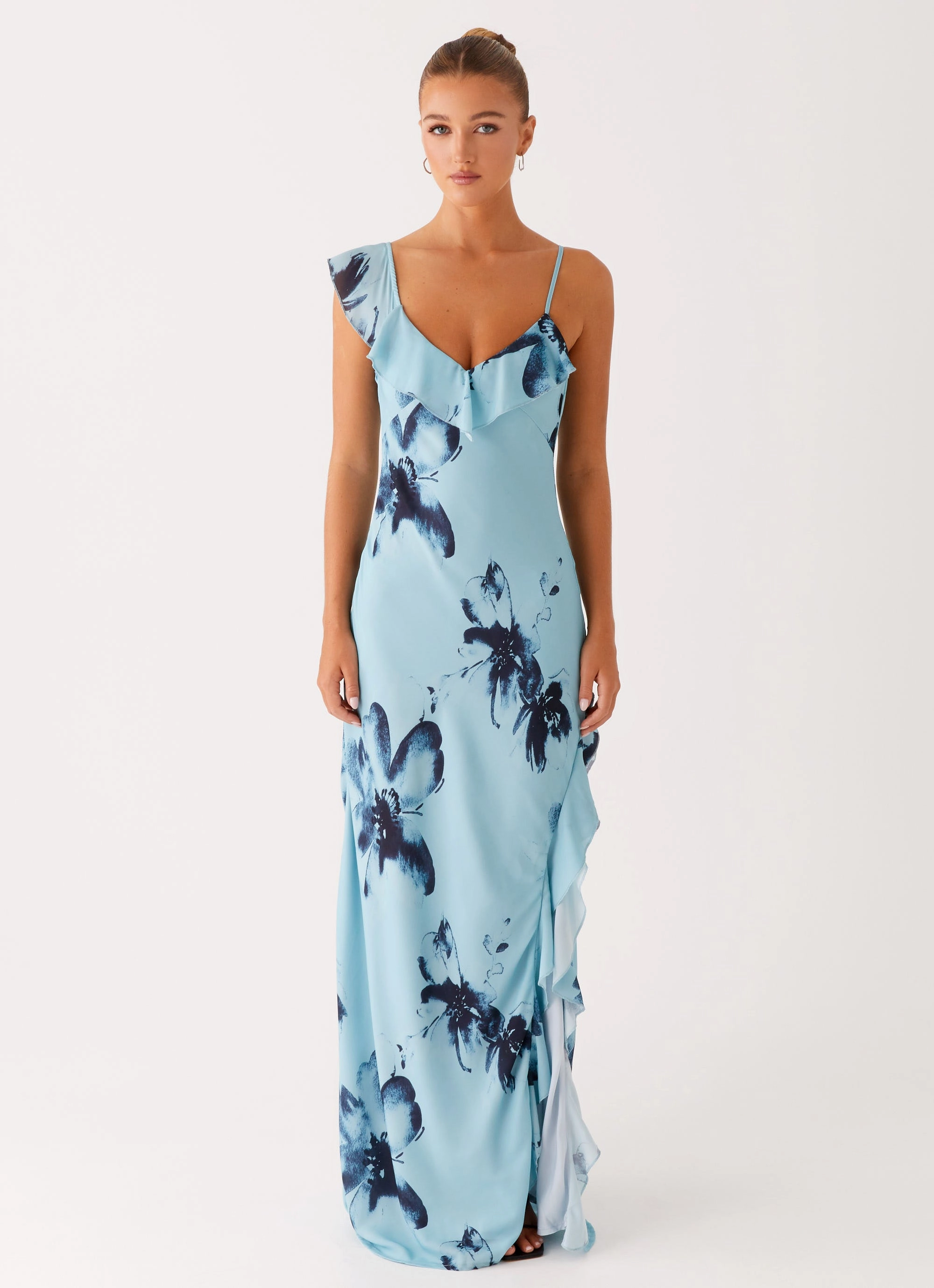 effortless grace High-waisted evening piece Goldsmith Maxi Dress - Blue Black Floral