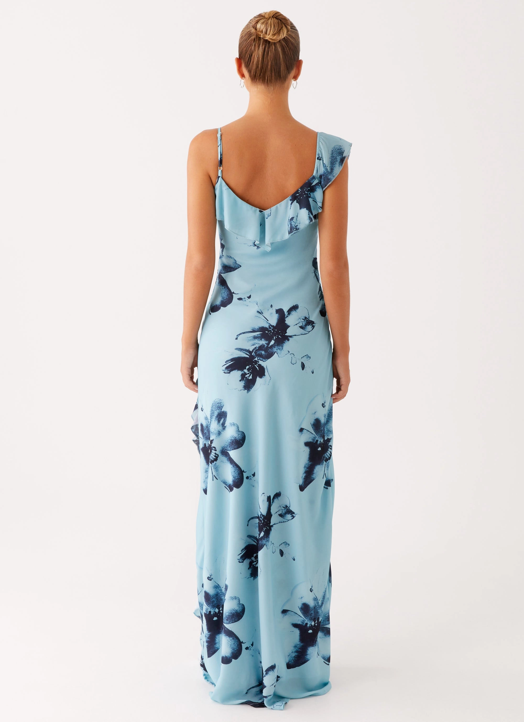 Raw-Hem elegant design Goldsmith Maxi Dress - Blue Black Floral