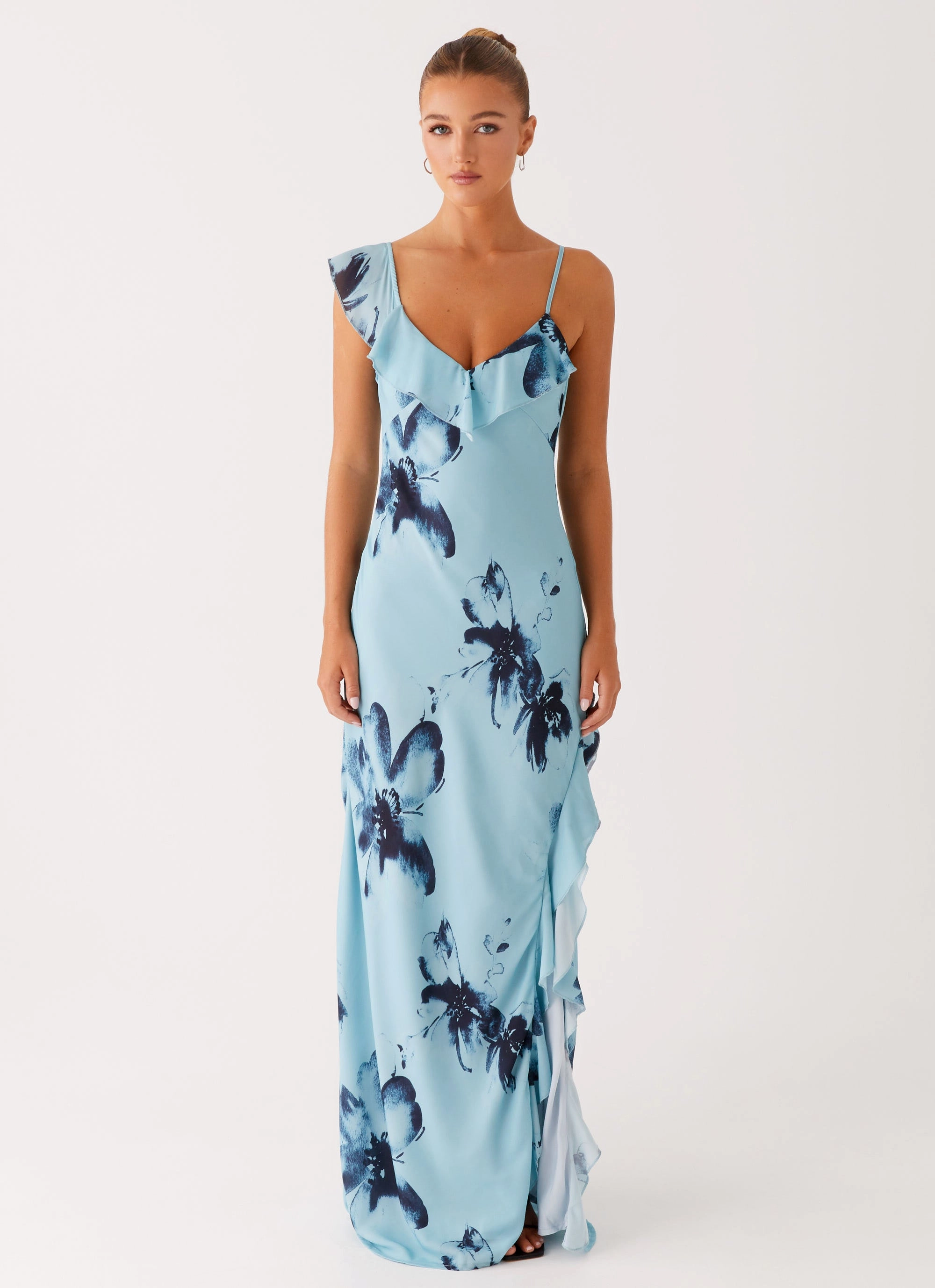 Goldsmith Maxi Dress - Blue Black Floral City Flow Chilly Day Comfort