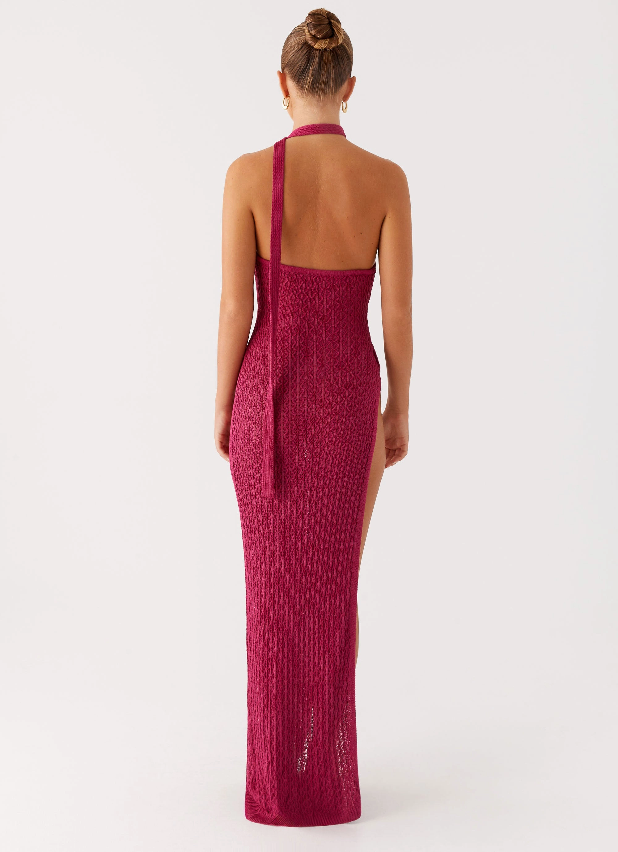 Carryn Knit Maxi Dress - Hot Pink Calm Silhouette Luxury Feel