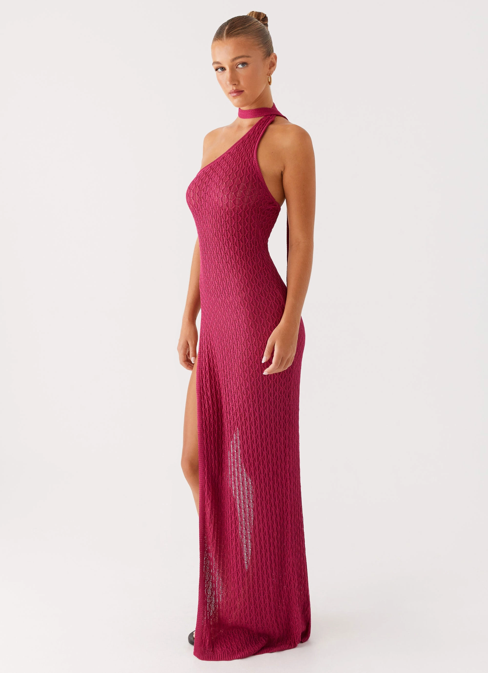 Carryn Knit Maxi Dress - Hot Pink Artistic Edge
