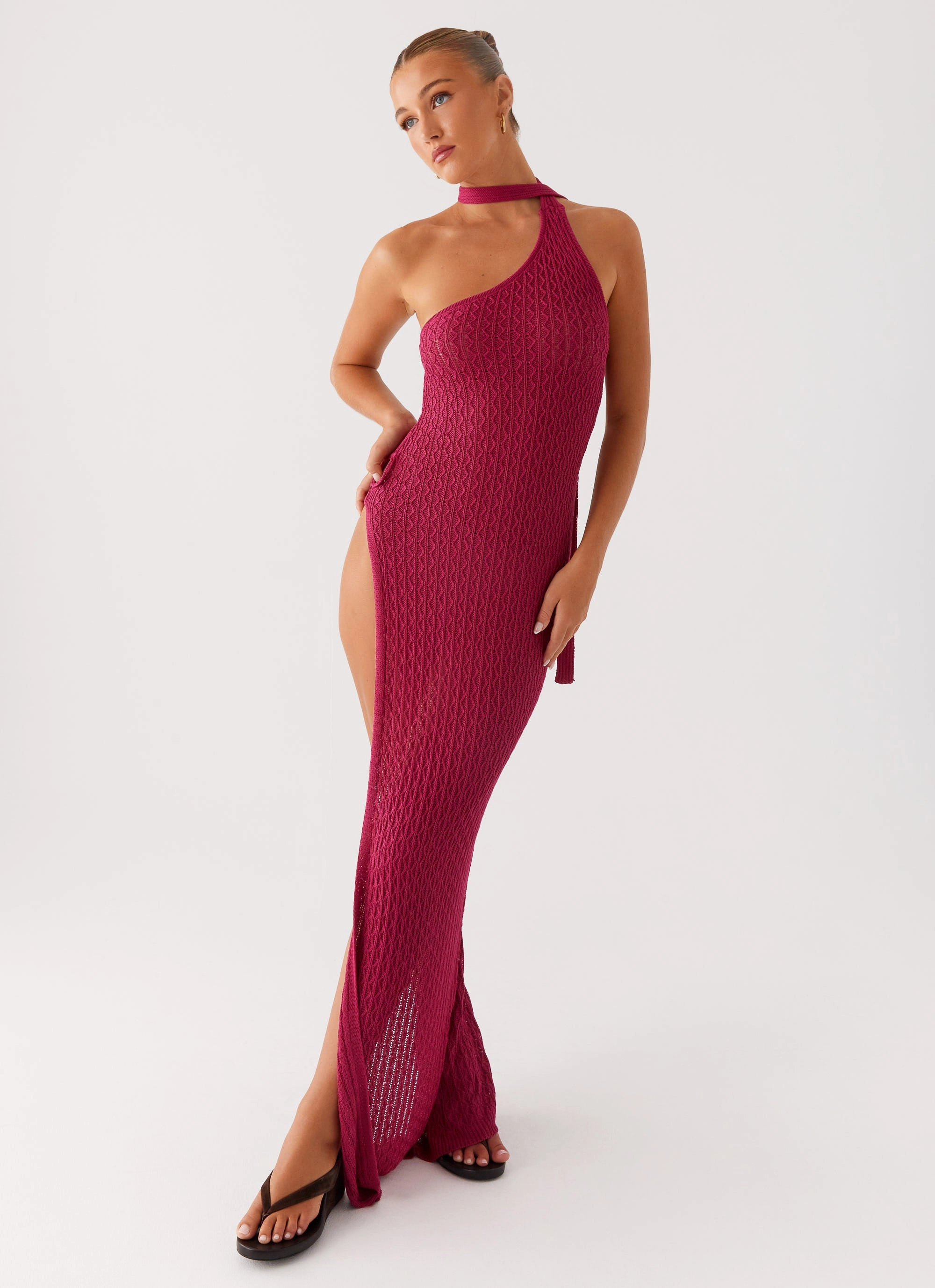 Seasonal Mood Carryn Knit Maxi Dress - Hot Pink