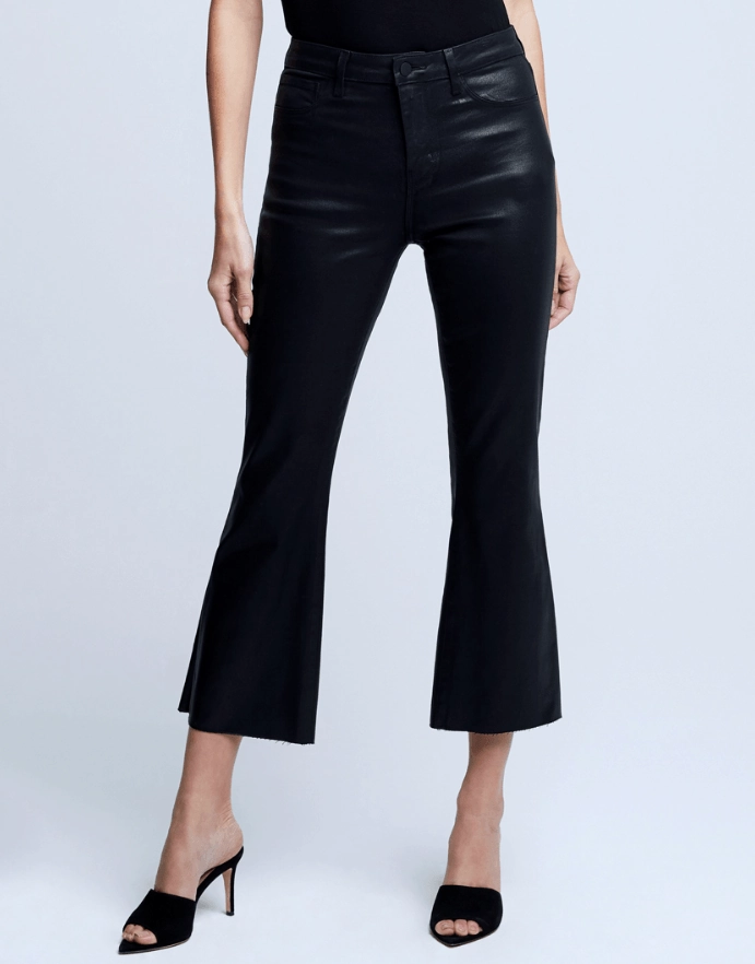 Quick-Dry Material LightweightDesign L'AGENCE Kendra High Rise Cropped Coated Jeans In Noir Coated