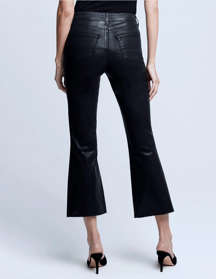 Street Mood Regular Style L'AGENCE Kendra High Rise Cropped Coated Jeans In Noir Coated
